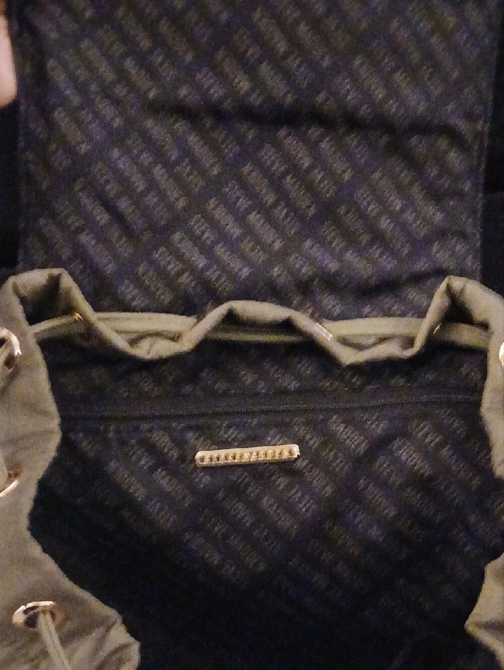 Steve Madden Olive Green Quilted Drawstring Backpack